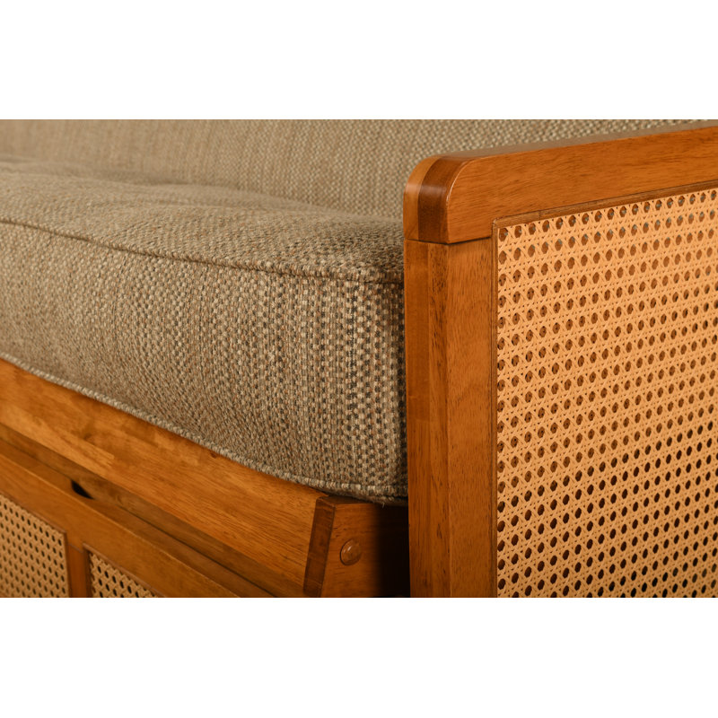 Full-size Futon Frame with Storage in Honey Finish, Mattress not Included