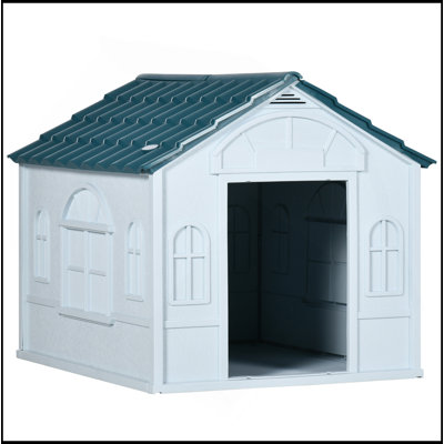 Plastic Dog House, Water Resistant Puppy Shelter Indoor Outdoor With Door, Easy To Assemble, For Medium And Small Dogs