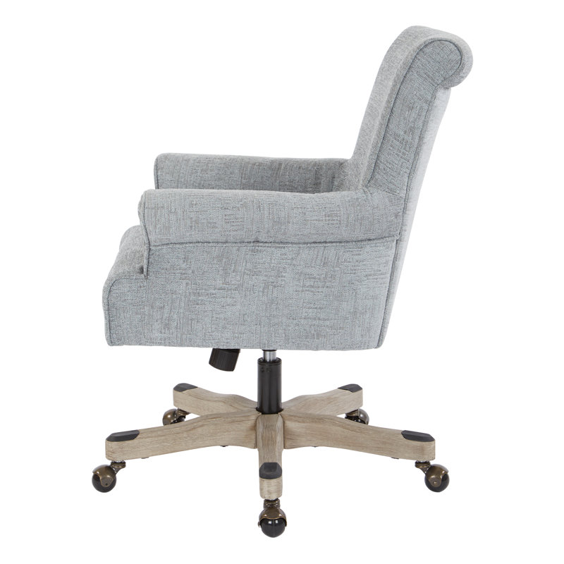 Megan Mist Gray Fabric Swivel Task Chair with Adjustable Arms