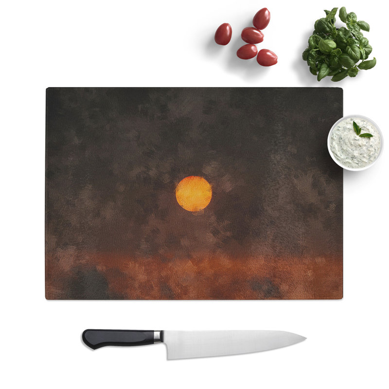 Tempered Glass Sunset on Fire Chopping Board, 28.5 cm x 39 cm