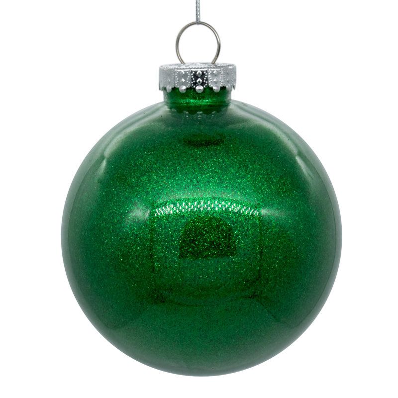 Ornement transparent avec intérieur scintillant, H 4,75 po x l 4,75 po, Vert, Ensemble de 4