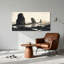 «Dark Sea Stacks at Sunset in Retro Illustration Style», art mural sur toile-1214799163