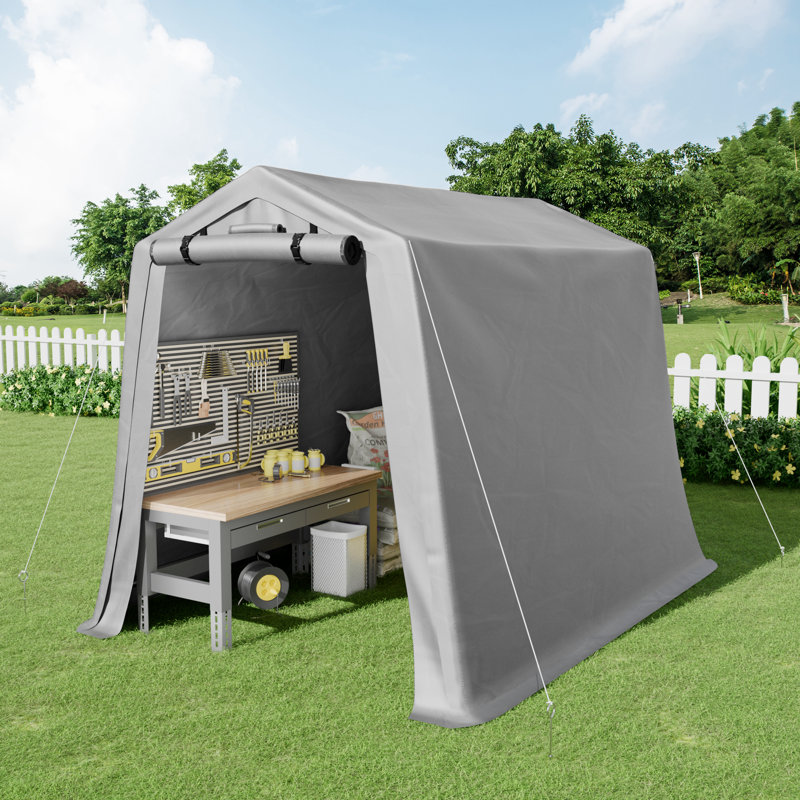 Polypropylene Portable Storage Shed, Gray, 85" H x 77" W x 99" D