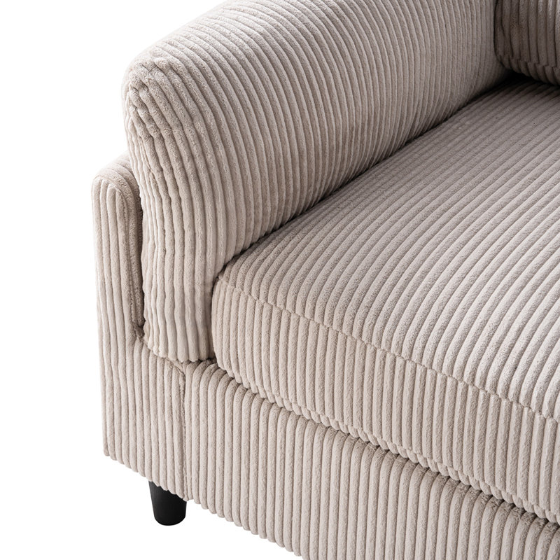 Causeuse rembourrée en tissu doux, Velours côtelé chameau