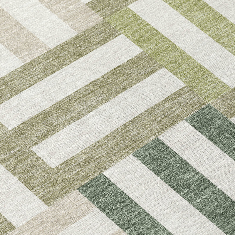 Machine Washable Indoor/Outdoor Aten ACN2332 Geometric Rug, Rectangle 1'8" x 2'6"