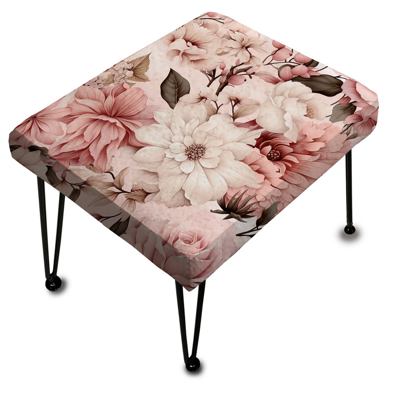 Antique Pink Flower Garden Beauty II - Damask Rectangle Ottoman