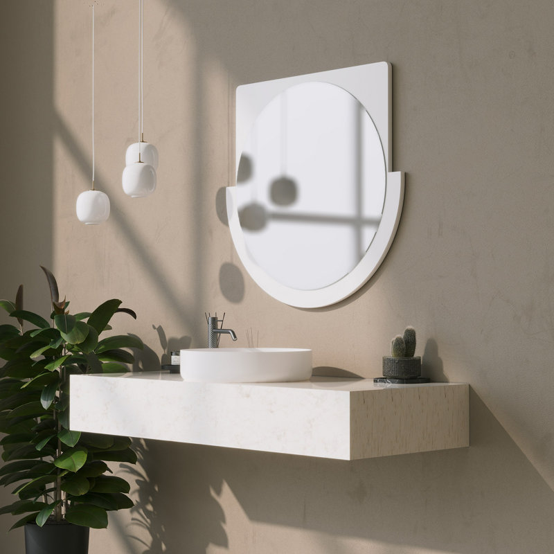 Miroir décoratif Cheylee, Blanc