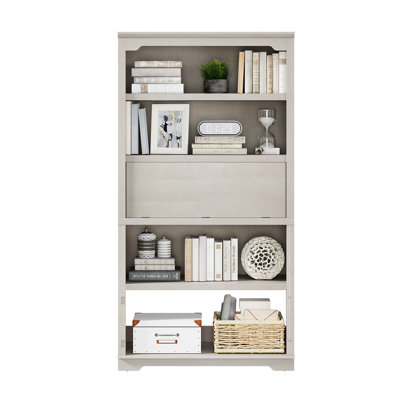 Luper 5-Shelf Bookcase with Flip-shelf and Storage,71 inch Bookcase Cabinet by Winston Porter
