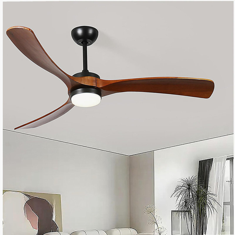 60-inch 3-leaf solid wood ceiling fan light, 60.16" Wide