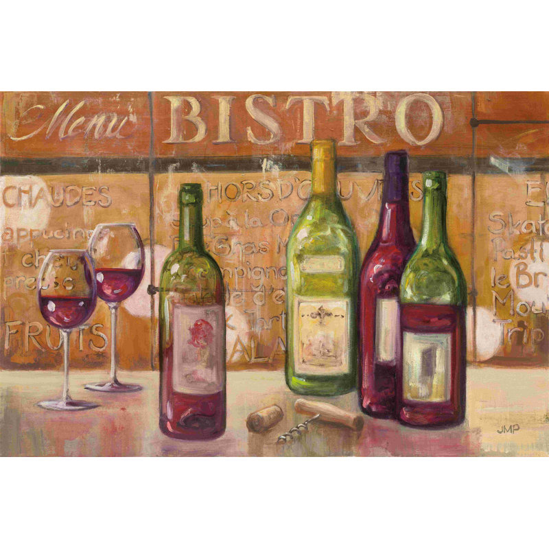 «A Night at the Bistro» par Julia Purinton, art textuel sur toile tendue, H 12 po x l 18 po, Cadre simple érable érable, Non