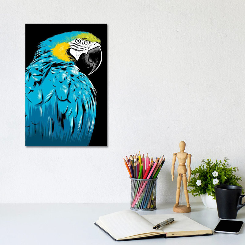 Blue Parrot 1 Piece Wrapped Canvas Wall Art, 30.48cm H x 20.32cm W x 1.905cm W