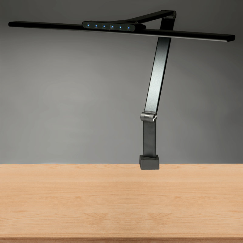Clamp-On LED Desk Lamp with 5 Modes, Sensor, USB Ports & Timer - Black
