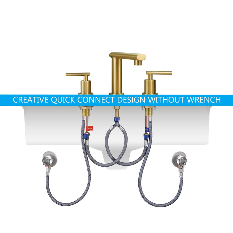 Robinet de lavabo de salle de bain noir mat, 2 poignées de meuble-lavabo cascade, drain escamotable, tuyau d'alimentation, 8 tuyaux de 8 pouces