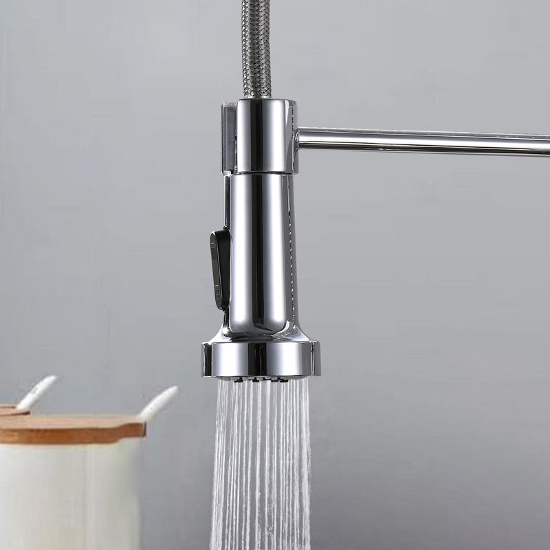 Robinet d'évier de cuisine à poignée simple rétractable, Argent
