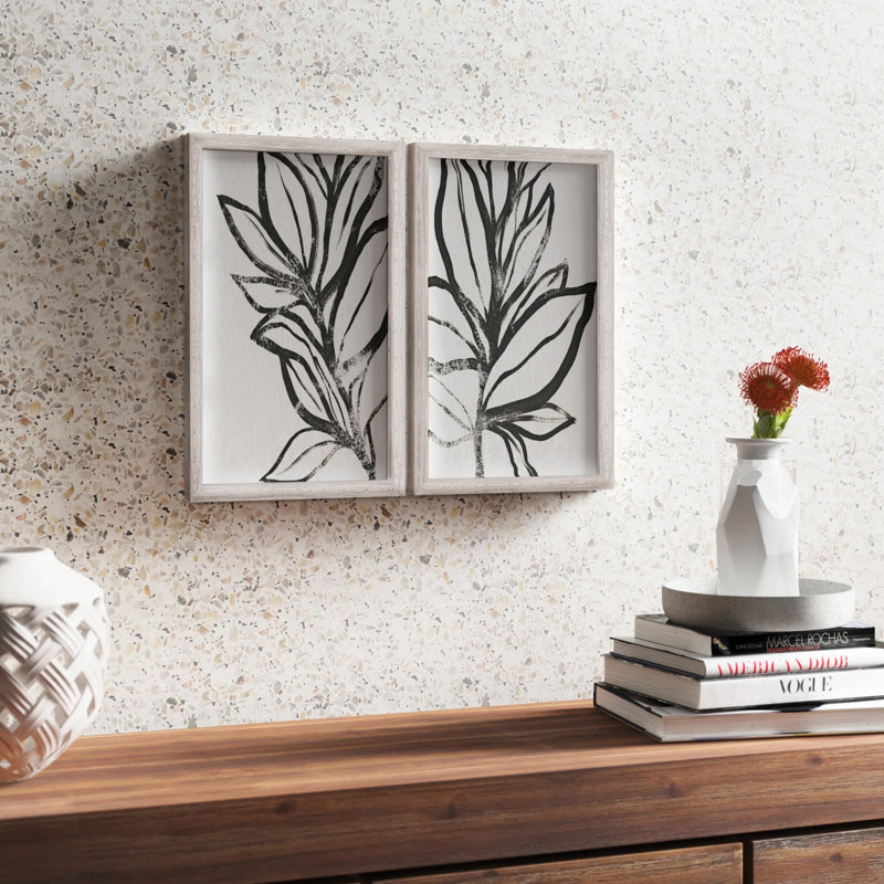 «Leaf Instinct I» par Vincent Van Gogh - ensemble de 2 reproductions d'art encadrées, H 20 po x l 16 po , Blanc