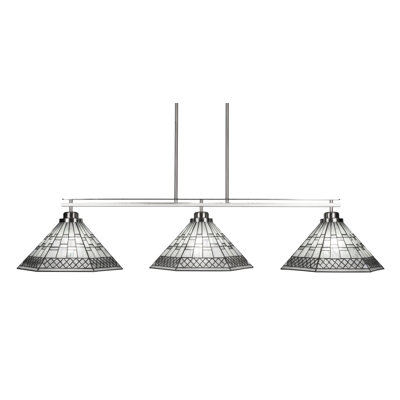 Nannette 3 Light Bar Round Fitter Shown In Brushed Nickel Finish With 16" Pewter Art Glass