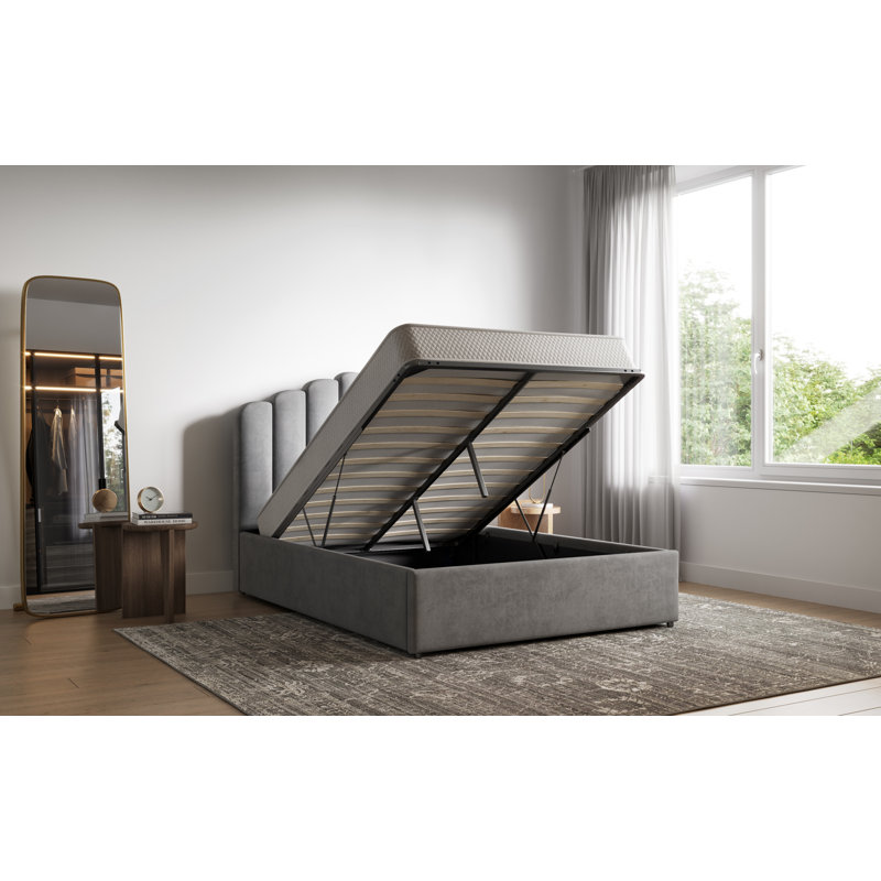 Velia Upholstered UK Double - DE 135 X 190 Cm Ottoman Storage Bed, Double (4'6)