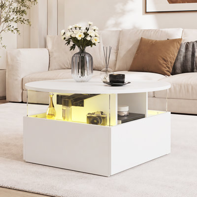 Alpena Round LED Coffee Table with 2 Drawers