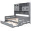 Lit de jour en bois robuste avec lit gigogne simple et tablette d'armoire, gris - Option d'optimisation de l'espace en ergonomique-1620500273-1620500272