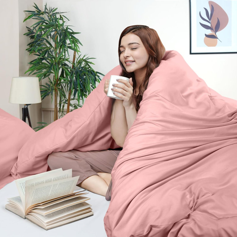 Utopia Bedding Duvet Cover King Size - 3 Piece with Zipper Closure - 1 Comforter Cover 104X90 Inches & 2 Pillow Shams 20X36 Inches (Pink) Comforter Not Included