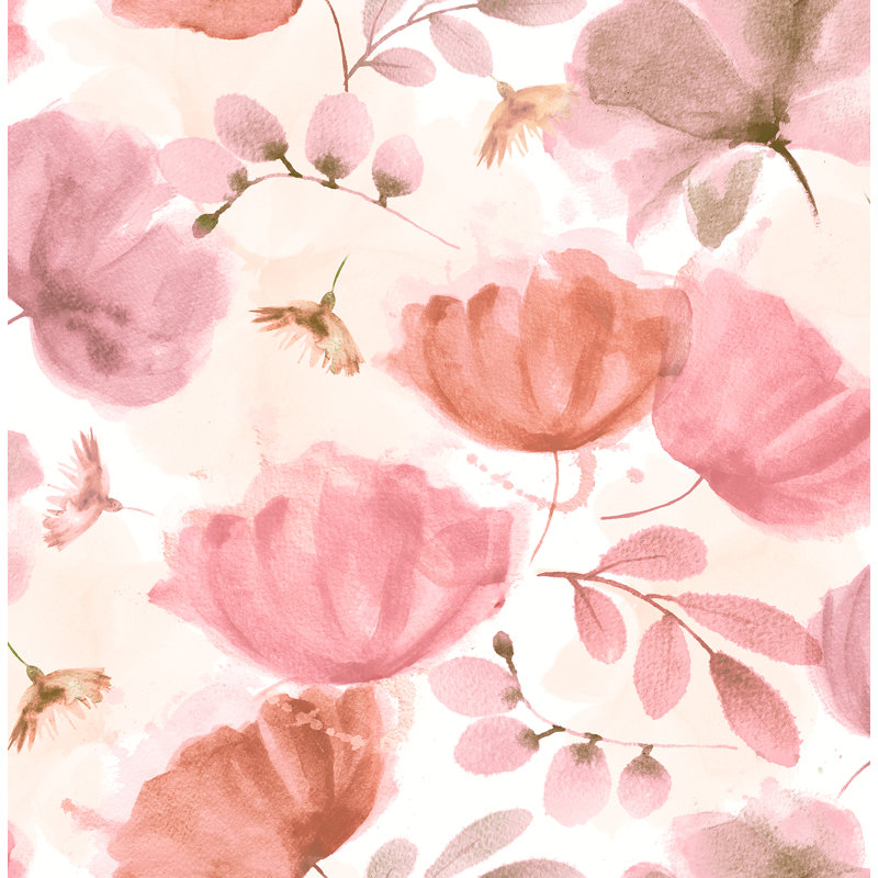  Papier peint floral Zahra, Rose