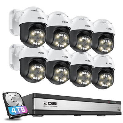 4K 16CH PoE NVR Security Camera System 4TB HDD, 8MP Outdoor PoE Cameras w/ 2-Way Audio, Remote View