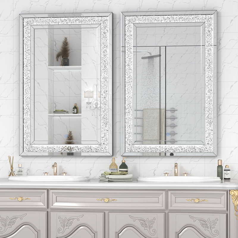 Miroir mural à DEL avec lumières à intensité variable et 3 modes de couleur, miroir de meuble-lavabo en cristal pour salle de bain, salon, chambre à coucher