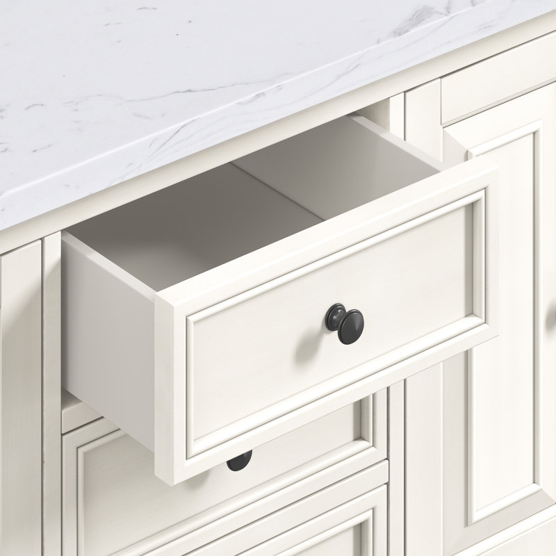 Magruder 60" Double Bathroom Vanity with Top, French White, Cala White, 60"