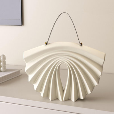 Modern Minimalist Shell Bag Sculpture - Artistic Home Decor Accent For Living Room And Entryway