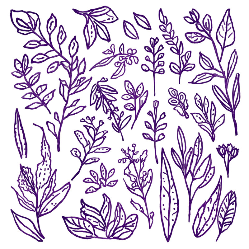 Tapis de bain mauve à motif botanique, L 34 po x L 21 po