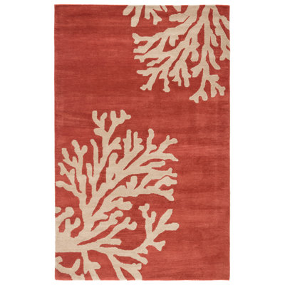 Tapis corail / brun clair abstrait fait à la main Jaipur Living Coastal Seaside (3 pi 6 po x 5 pi 6 po)