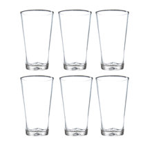 Restaurantware 16 Ounce Beer Glasses, Set of 6 Tin Can Shaped Pint Glasses - Fine-Blown, Tempered, Wide Rim, Dishwasher-Safe, Clear Glass Novelty