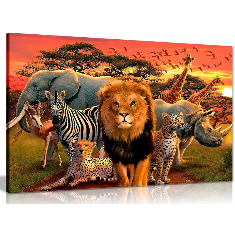 African Wildlife - Wrapped Canvas Print, 20cm H x 31cm W
