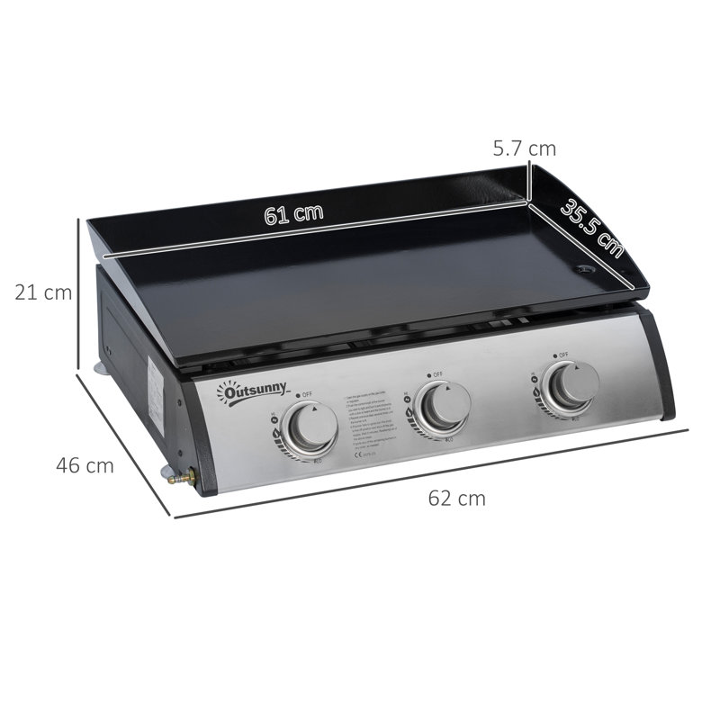 Outsunny 3 - Burner Portable Liquid Propane 10000 BTU BTU Gas Grill