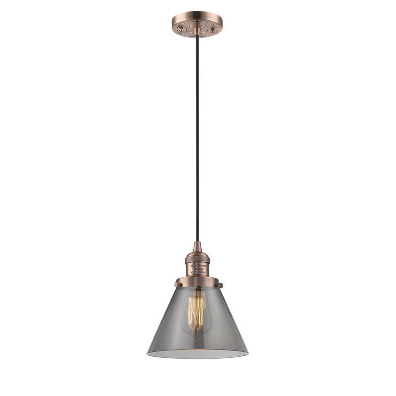 Parkview 1 - Light Single Pendant, 9.13" H x 6.25" W x 6.25" D, Smoked, Antique Copper