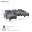 Canapé modulaire Cloud, canapé voilier en U avec porte-gobelets et rangement, port USB, 2 repose-pieds et 2 coussins, chenille pour appartement et salon, gris-129881079