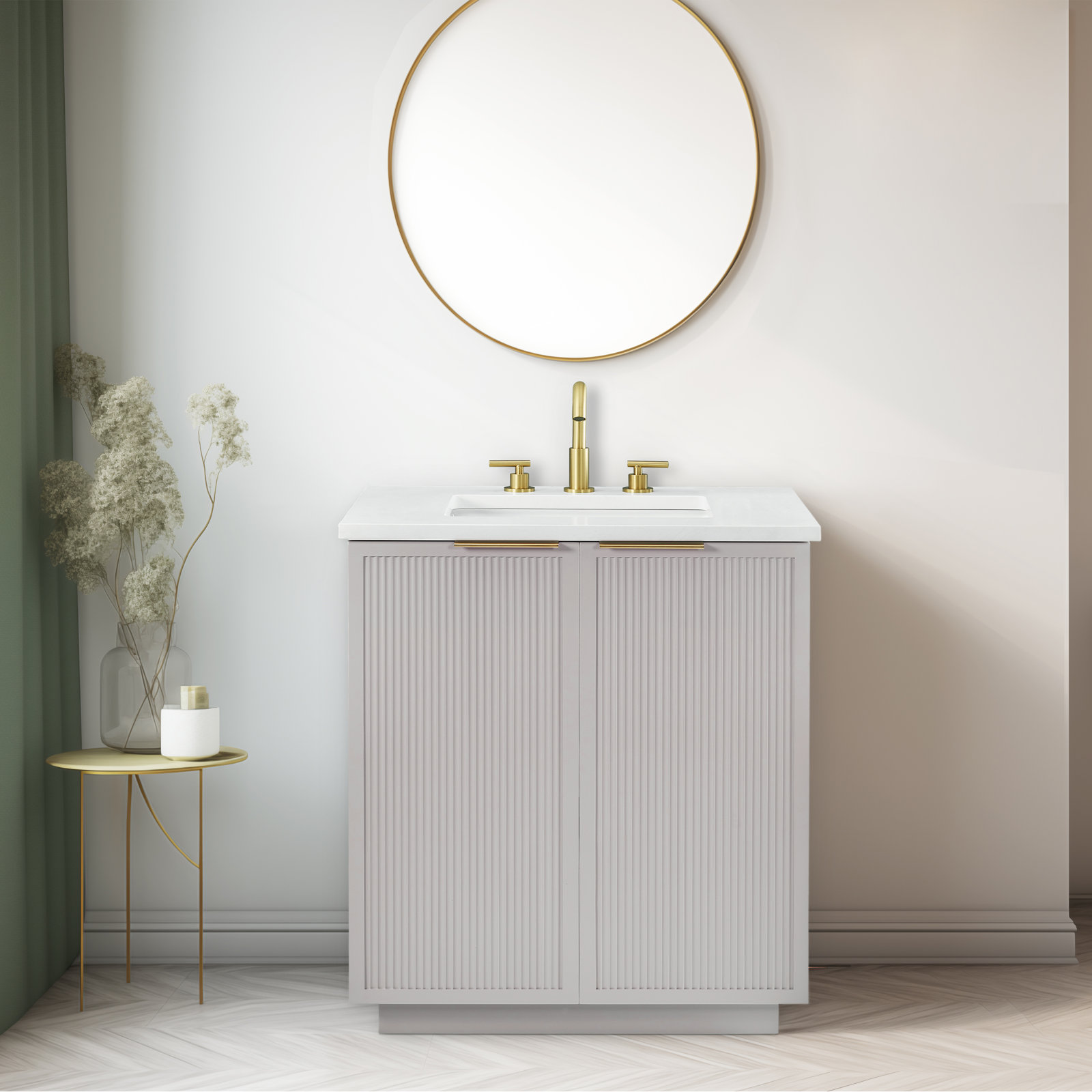 Aderyn 30" Single Vanity, Taupe/Brushed Bronze