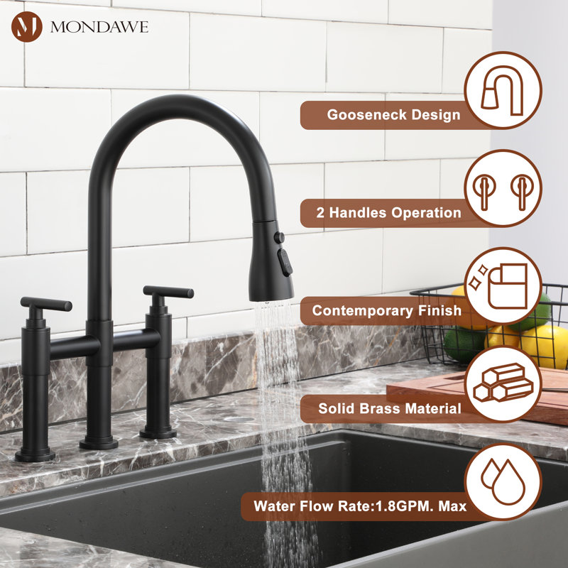 Mondawe Pull Down Kitchen Faucet, Matte Black