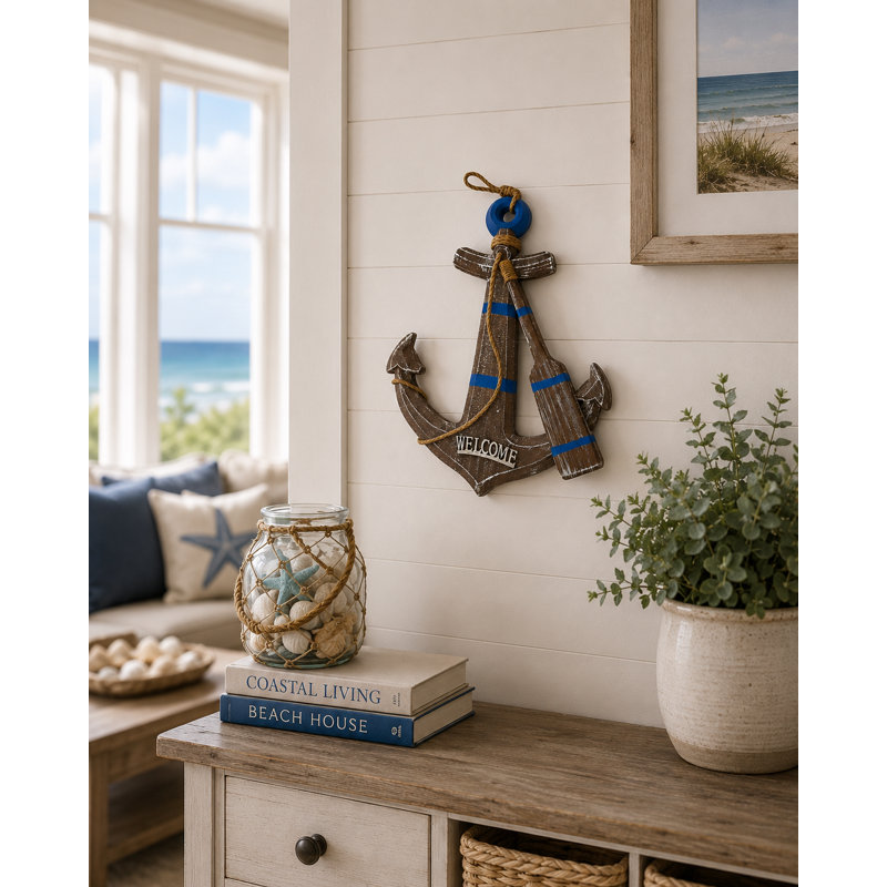 Anchor With Paddle- Rope And Welcome Wall Decor