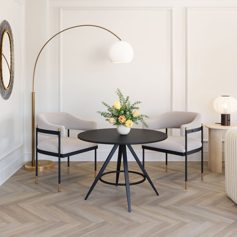 Kosumo Black Round MDF and Steel Dining Table