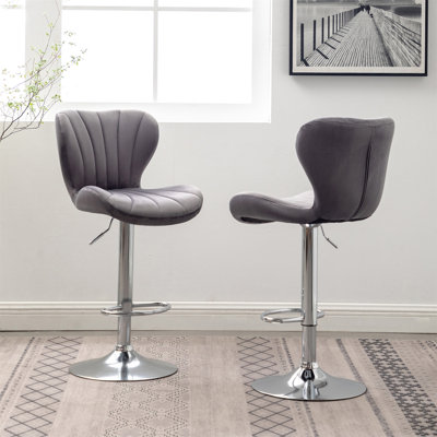 Laronzo Swivel Upholstered Adjustable Height Counter Stool with Metal Frame