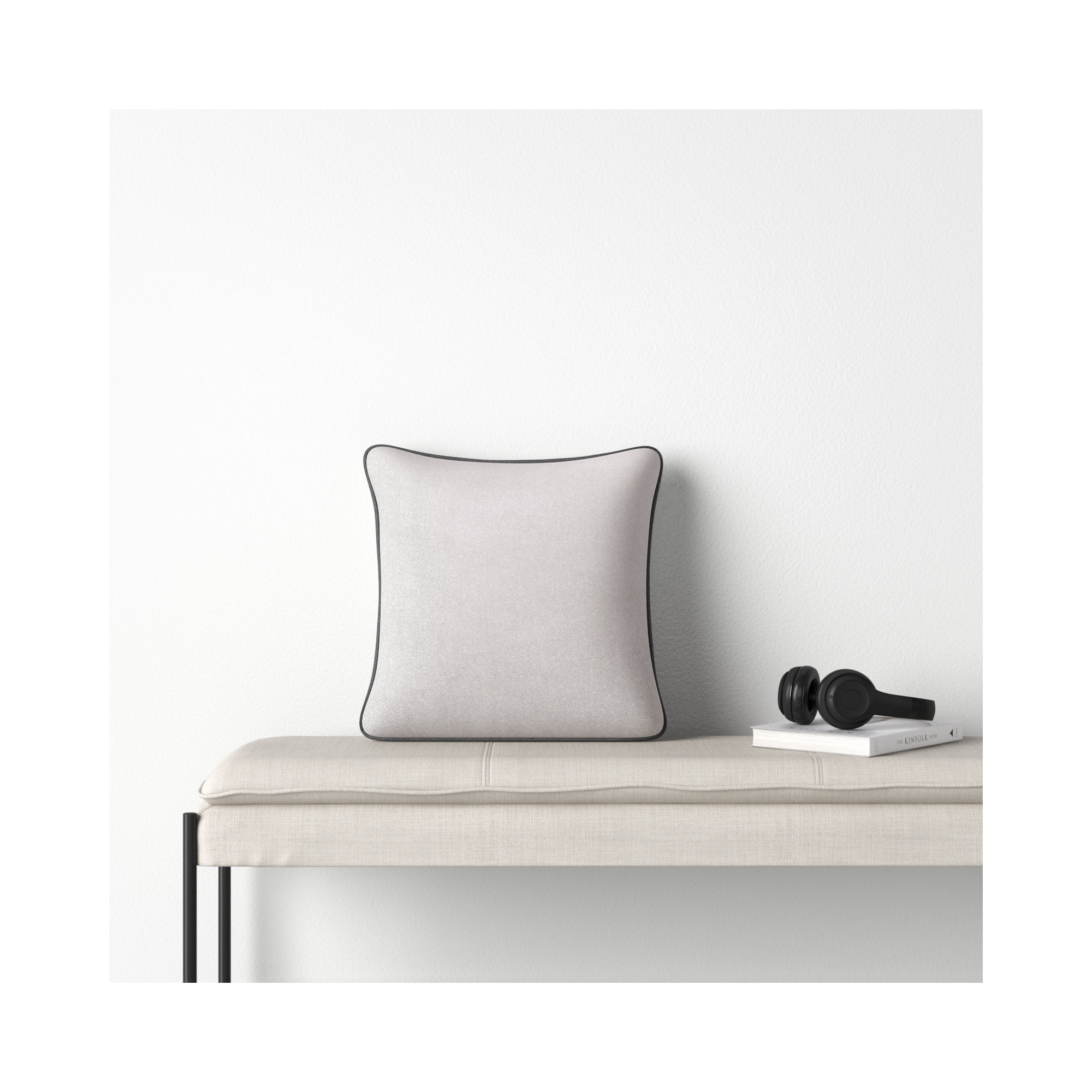 Lombard Wool Throw Pillow, Light Gray/Charcoal, 22" x 22", Pillow Cover Only - No Insert