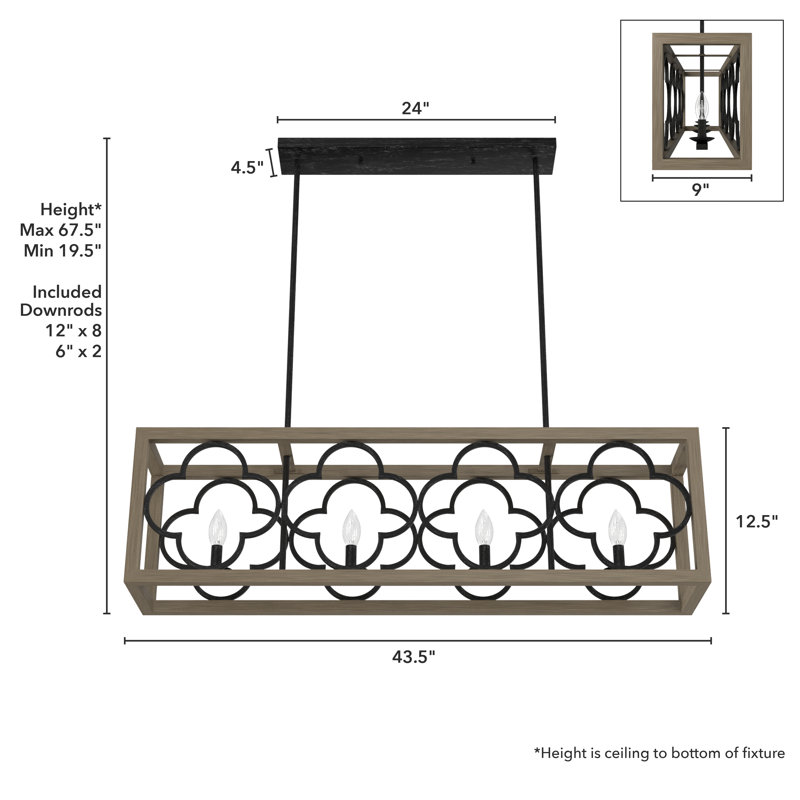 Gablecrest 4 - Light Kitchen Island Linear Pendant, French Oak