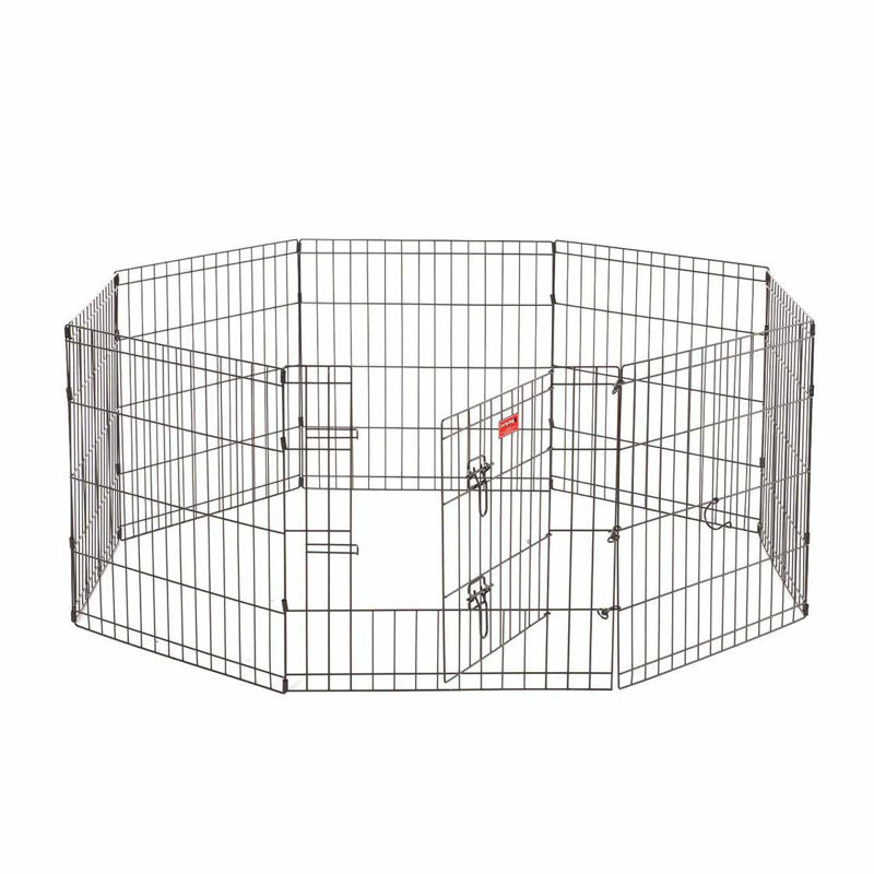 Lucky Dog 24"H Black Metal Exercise Pen with Stakes