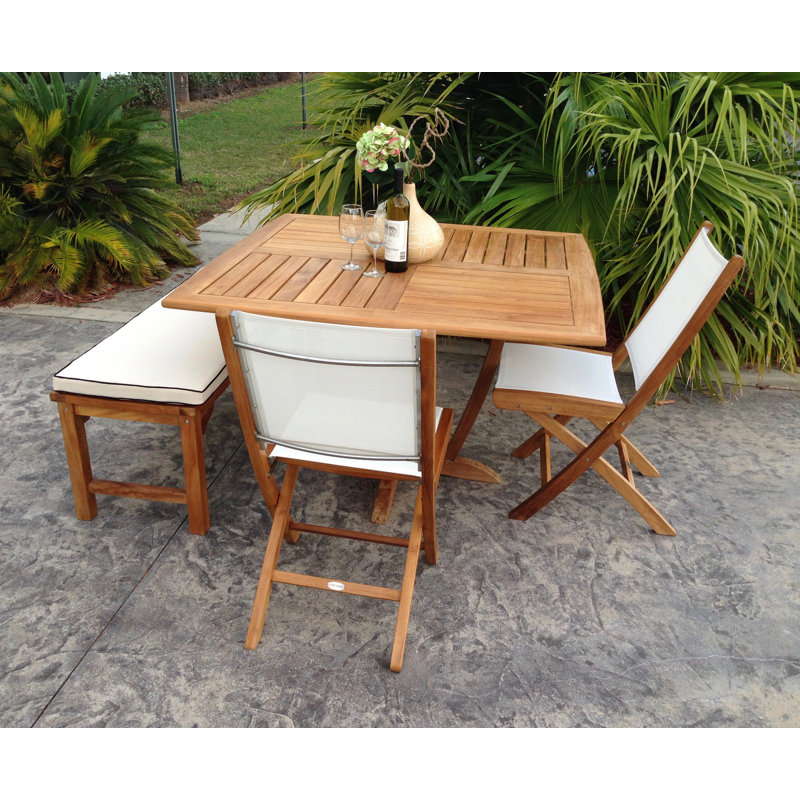 Outdoor Teak Dining Side Chair, White