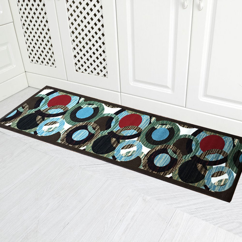 Munsell Geometric Synthetic Non-Skid Kitchen Mat, Runner 1.11" x 7'