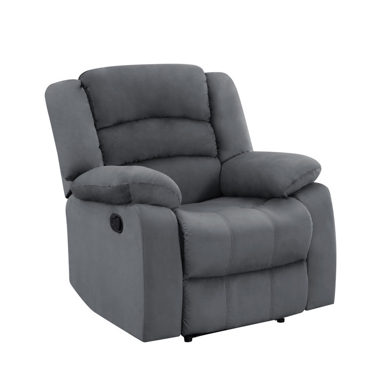 Aum Upholstered Recliner, Gray Microfiber/Microsuede