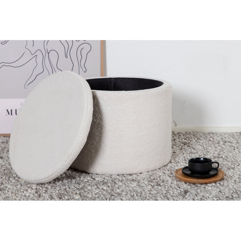 Dareona 51cm Wide Round Pouffe Ottoman, Off White