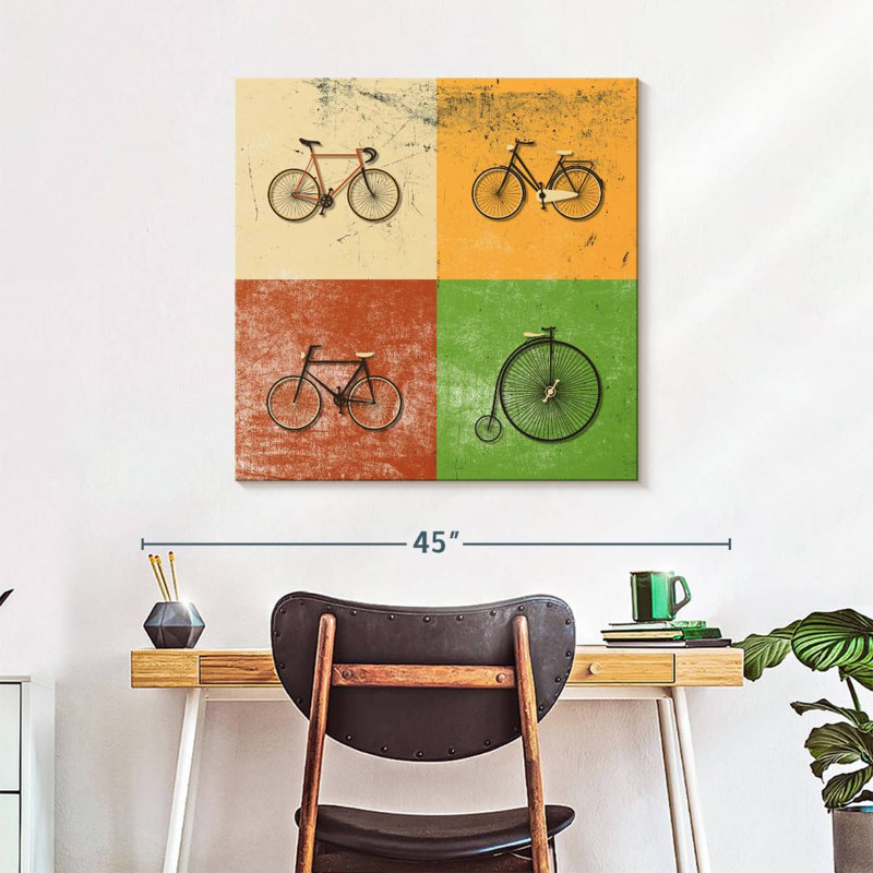 «Vélo Evolution», reproduction sur toile, H 30 po x l 30 po x P 1,25 po