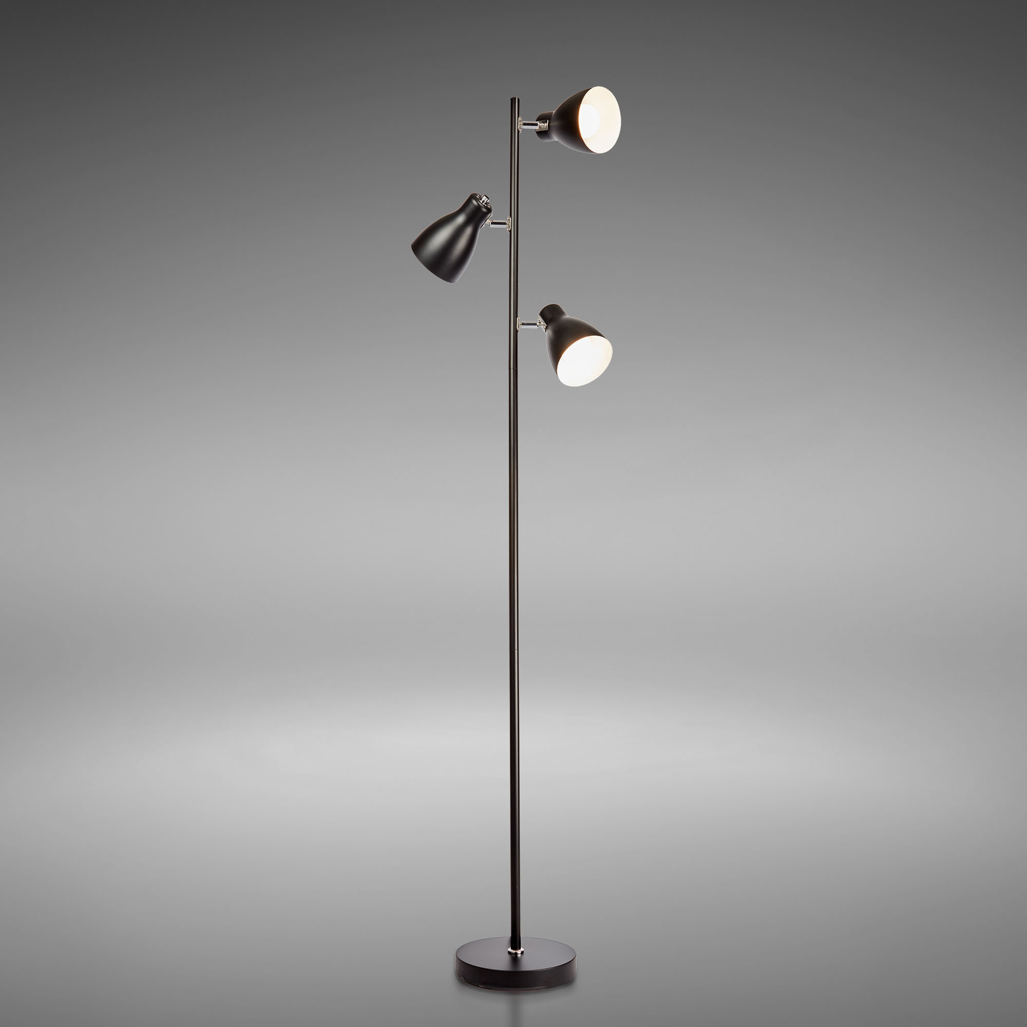 Chadwic Stories - E27 LED Bewertungen schwenkbar - H: Schwarz - 17 - Metall & Stehlampe 3x 166cm -